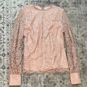 Rachel Parcell Floral Lace Blouse - Soft Pink